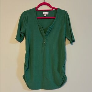 Isabel Maternity by Ingrid&Isabel three quarter sleeve green ribbed shirt